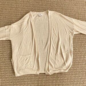 Old Navy Womens Open Front Cardigan Sweater Short Sleeve Pockets Size L Ivory
